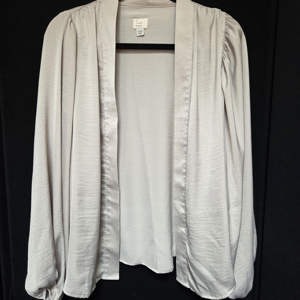 A New Day Silver Open Front Blouse OSFM